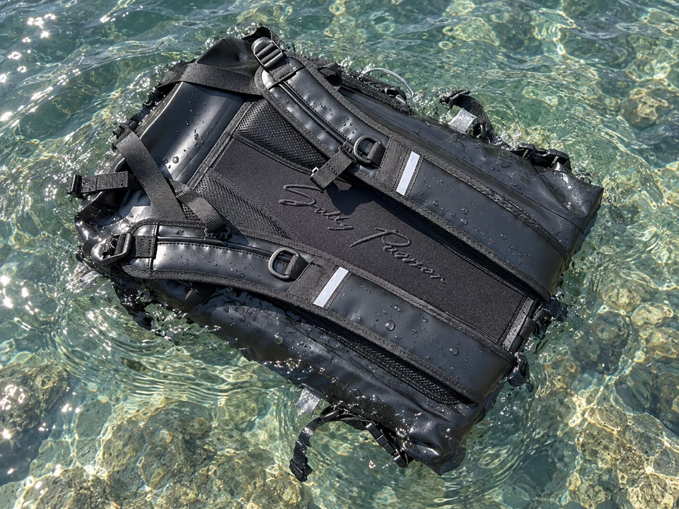 Salty Passion backpack floating on water